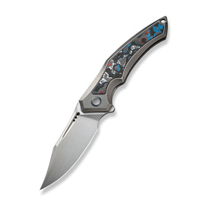WE Knife Co., Ltd™ Orpheus Frame Lock WE23009-4 Gray 6AL4V Titanium and Black, Red, White & Blue Nebula Fat Carbon CPM 20CV Stainless Steel Pocket Knife