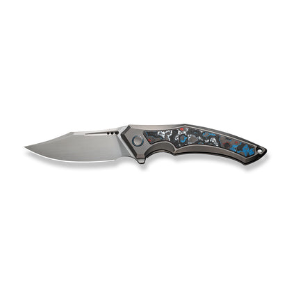 WE Knife Co., Ltd™ Orpheus Frame Lock WE23009-4 Gray 6AL4V Titanium and Black, Red, White & Blue Nebula Fat Carbon CPM 20CV Stainless Steel Pocket Knife