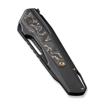 WE Knife Co., Ltd™ Falcaria Frame Lock WE23012B-2 Black 6AL4V Titanium and Copper Foil Carbon Fiber CPM 20CV Stainless Steel Pocket Knife