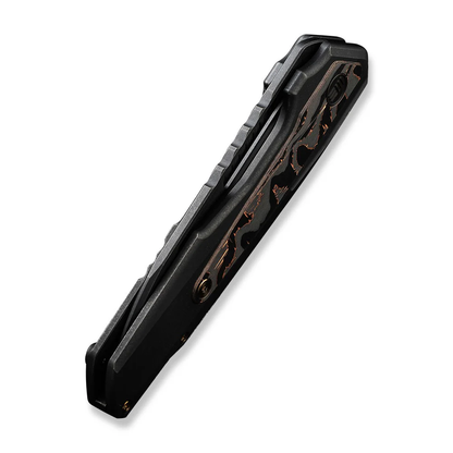 WE Knife Co., Ltd™ Falcaria Frame Lock WE23012B-2 Black 6AL4V Titanium and Copper Foil Carbon Fiber CPM 20CV Stainless Steel Pocket Knife