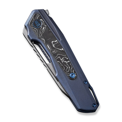 WE Knife Co., Ltd™ Falcaria Frame Lock WE23012B-3 Blue 6AL4V Titanium and Aluminum Foil Carbon Fiber CPM 20CV Stainless Steel Pocket Knife