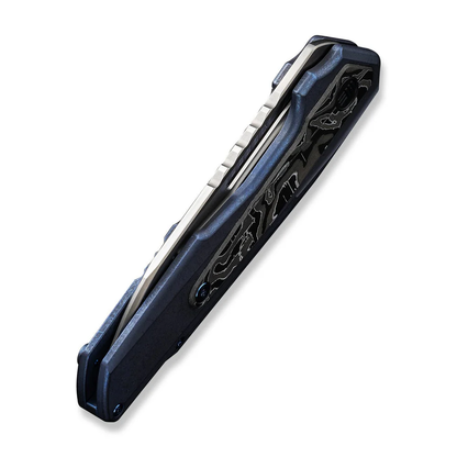 WE Knife Co., Ltd™ Falcaria Frame Lock WE23012B-3 Blue 6AL4V Titanium and Aluminum Foil Carbon Fiber CPM 20CV Stainless Steel Pocket Knife