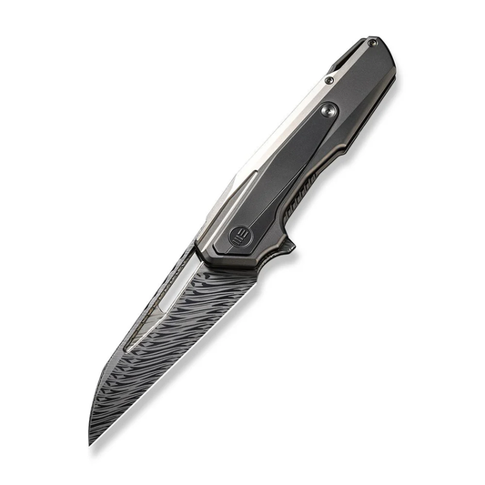WE Knife Co., Ltd™ Falcaria Frame Lock WE23012B-DS1 Bead Blasted & Gray 6AL4V Titanium Damasteel Pocket Knife
