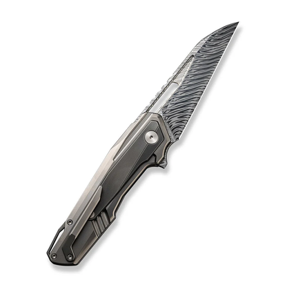 WE Knife Co., Ltd™ Falcaria Frame Lock WE23012B-DS1 Bead Blasted & Gray 6AL4V Titanium Damasteel Pocket Knife