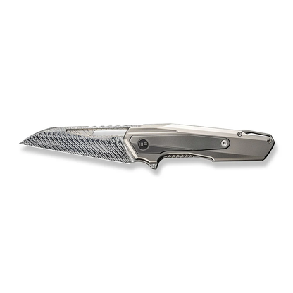 WE Knife Co., Ltd™ Falcaria Frame Lock WE23012B-DS1 Bead Blasted & Gray 6AL4V Titanium Damasteel Pocket Knife