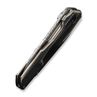 WE Knife Co., Ltd™ Falcaria Frame Lock WE23012B-DS1 Bead Blasted & Gray 6AL4V Titanium Damasteel Pocket Knife