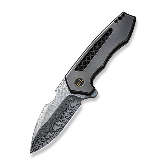 WE Knife Co., Ltd™ Harpen Frame Lock WE23019-DS1 Polished Gray 6AL4V Titanium Damasteel Pocket Knife