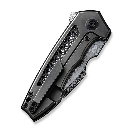 WE Knife Co., Ltd™ Harpen Frame Lock WE23019-DS1 Polished Gray 6AL4V Titanium Damasteel Pocket Knife