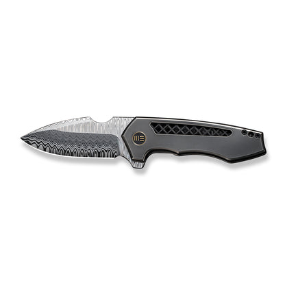 WE Knife Co., Ltd™ Harpen Frame Lock WE23019-DS1 Polished Gray 6AL4V Titanium Damasteel Pocket Knife