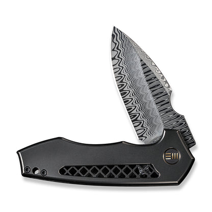 WE Knife Co., Ltd™ Harpen Frame Lock WE23019-DS1 Polished Gray 6AL4V Titanium Damasteel Pocket Knife