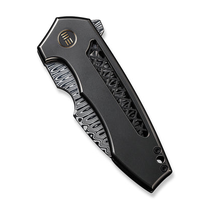 WE Knife Co., Ltd™ Harpen Frame Lock WE23019-DS1 Polished Gray 6AL4V Titanium Damasteel Pocket Knife
