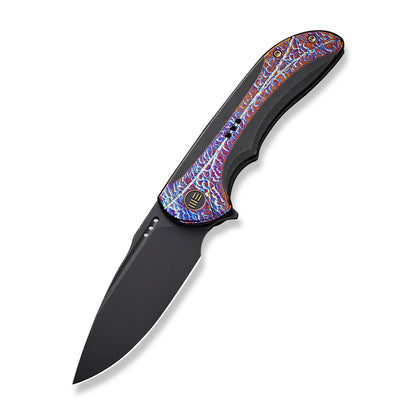 WE Knife Co., Ltd™ Equivik Frame Lock WE23020-2 Black & Flamed 6al4v Titanium CPM 20CV Stainless Steel Pocket Knife