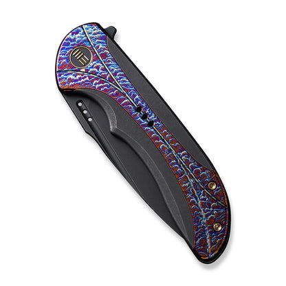 WE Knife Co., Ltd™ Equivik Frame Lock WE23020-2 Black & Flamed 6al4v Titanium CPM 20CV Stainless Steel Pocket Knife