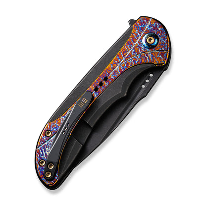 WE Knife Co., Ltd™ Equivik Frame Lock WE23020-2 Black & Flamed 6al4v Titanium CPM 20CV Stainless Steel Pocket Knife