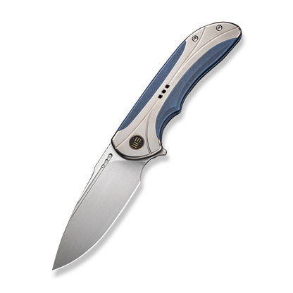 WE Knife Co., Ltd™ Equivik Frame Lock WE23020-3 Blue & Polished Bead Blasted 6al4v Titanium CPM 20CV Stainless Steel Pocket Knife