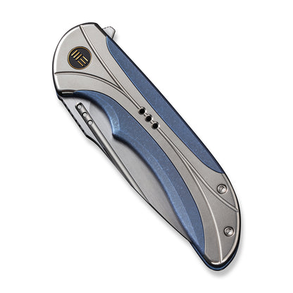 WE Knife Co., Ltd™ Equivik Frame Lock WE23020-3 Blue & Polished Bead Blasted 6al4v Titanium CPM 20CV Stainless Steel Pocket Knife