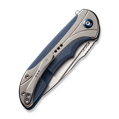 WE Knife Co., Ltd™ Equivik Frame Lock WE23020-3 Blue & Polished Bead Blasted 6al4v Titanium CPM 20CV Stainless Steel Pocket Knife