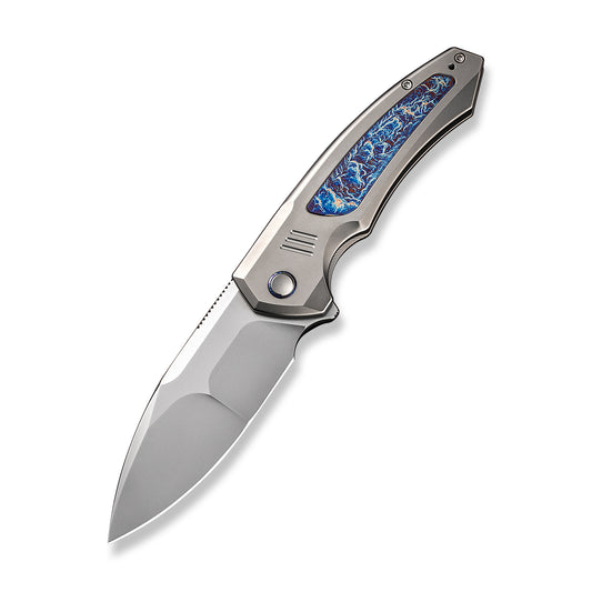 WE Knife Co., Ltd™ Hyperactive Frame Lock WE23030-1 Gray 6AL4V Titanium and Blue Flamed 6AL4V Titanium Vanax Stainless Steel Pocket Knife