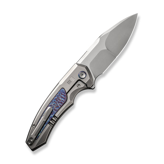 WE Knife Co., Ltd™ Hyperactive Frame Lock WE23030-1 Gray 6AL4V Titanium and Blue Flamed 6AL4V Titanium Vanax Stainless Steel Pocket Knife