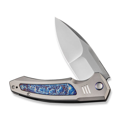 WE Knife Co., Ltd™ Hyperactive Frame Lock WE23030-1 Gray 6AL4V Titanium and Blue Flamed 6AL4V Titanium Vanax Stainless Steel Pocket Knife