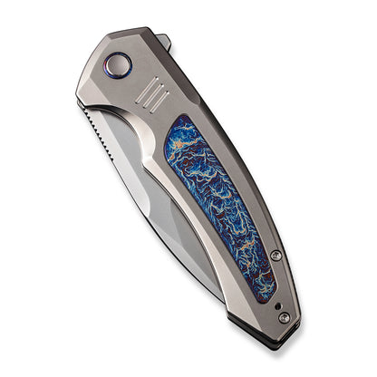WE Knife Co., Ltd™ Hyperactive Frame Lock WE23030-1 Gray 6AL4V Titanium and Blue Flamed 6AL4V Titanium Vanax Stainless Steel Pocket Knife