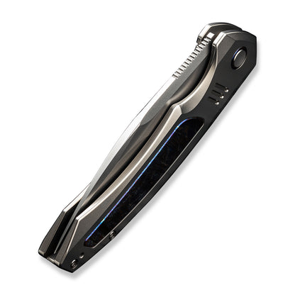 WE Knife Co., Ltd™ Hyperactive Frame Lock WE23030-1 Gray 6AL4V Titanium and Blue Flamed 6AL4V Titanium Vanax Stainless Steel Pocket Knife