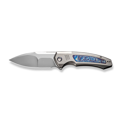 WE Knife Co., Ltd™ Hyperactive Frame Lock WE23030-1 Gray 6AL4V Titanium and Blue Flamed 6AL4V Titanium Vanax Stainless Steel Pocket Knife