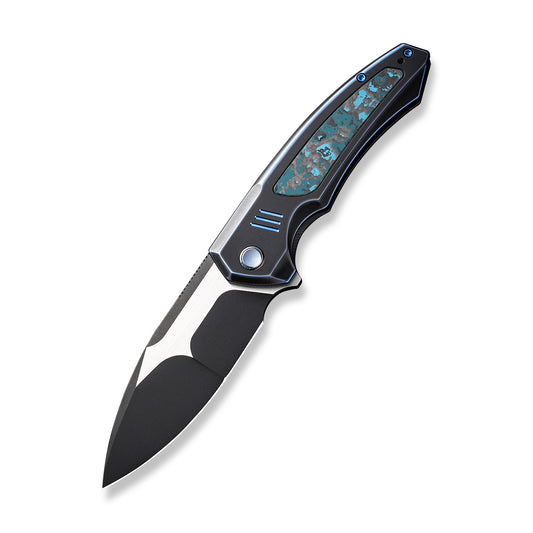 WE Knife Co., Ltd™ Hyperactive Frame Lock WE23030-3 Black/Blue 6AL4V Titanium and Artic Storm Fat Carbon Fiber Vanax Stainless Steel Pocket Knife