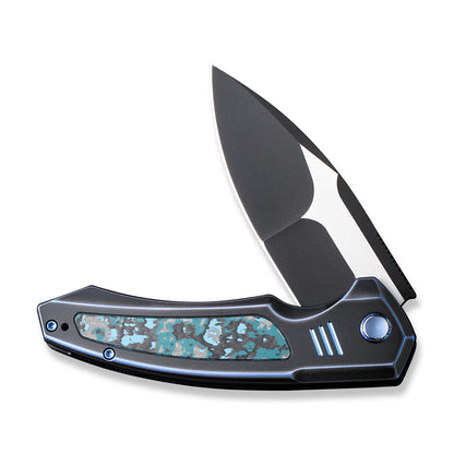 WE Knife Co., Ltd™ Hyperactive Frame Lock WE23030-3 Black/Blue 6AL4V Titanium and Artic Storm Fat Carbon Fiber Vanax Stainless Steel Pocket Knife