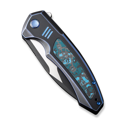 WE Knife Co., Ltd™ Hyperactive Frame Lock WE23030-3 Black/Blue 6AL4V Titanium and Artic Storm Fat Carbon Fiber Vanax Stainless Steel Pocket Knife