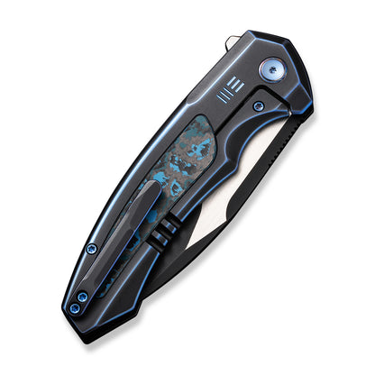 WE Knife Co., Ltd™ Hyperactive Frame Lock WE23030-3 Black/Blue 6AL4V Titanium and Artic Storm Fat Carbon Fiber Vanax Stainless Steel Pocket Knife