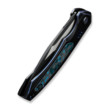 WE Knife Co., Ltd™ Hyperactive Frame Lock WE23030-3 Black/Blue 6AL4V Titanium and Artic Storm Fat Carbon Fiber Vanax Stainless Steel Pocket Knife