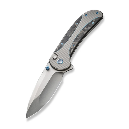 WE Knife Co., Ltd™ Zizzit Button Lock WE23031-3 Marble Carbon Fiber and Titanium CPM 20CV Stainless Steel Pocket Knife