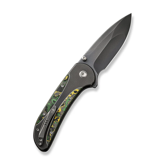 WE Knife Co., Ltd™ Zizzit Button Lock WE23031-4 Toxic Storm Fat Carbon Fiber and Gray Titanium CPM 20CV Stainless Steel Pocket Knife