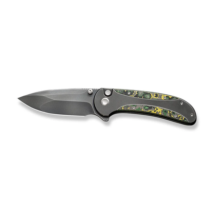 WE Knife Co., Ltd™ Zizzit Button Lock WE23031-4 Toxic Storm Fat Carbon Fiber and Gray Titanium CPM 20CV Stainless Steel Pocket Knife