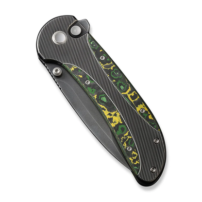 WE Knife Co., Ltd™ Zizzit Button Lock WE23031-4 Toxic Storm Fat Carbon Fiber and Gray Titanium CPM 20CV Stainless Steel Pocket Knife