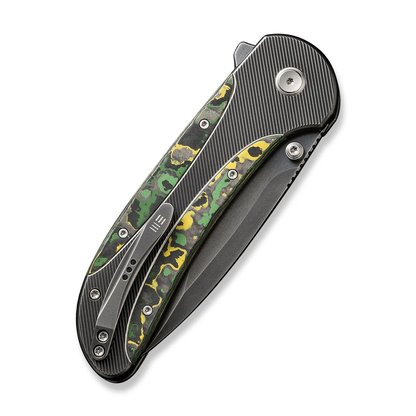 WE Knife Co., Ltd™ Zizzit Button Lock WE23031-4 Toxic Storm Fat Carbon Fiber and Gray Titanium CPM 20CV Stainless Steel Pocket Knife