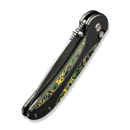 WE Knife Co., Ltd™ Zizzit Button Lock WE23031-4 Toxic Storm Fat Carbon Fiber and Gray Titanium CPM 20CV Stainless Steel Pocket Knife
