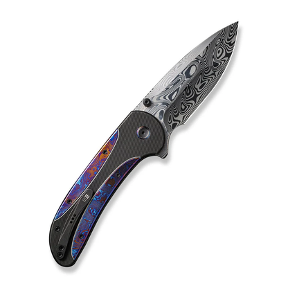 WE Knife Co., Ltd™ Zizzit Button Lock WE23031-DS1 Flamed Timascus and Black Titanium Damasteel Pocket Knife