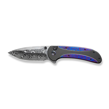 WE Knife Co., Ltd™ Zizzit Button Lock WE23031-DS1 Flamed Timascus and Black Titanium Damasteel Pocket Knife