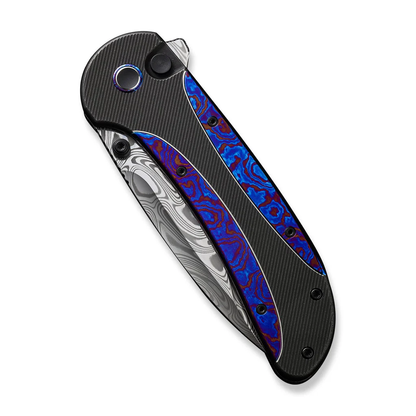 WE Knife Co., Ltd™ Zizzit Button Lock WE23031-DS1 Flamed Timascus and Black Titanium Damasteel Pocket Knife