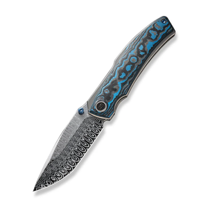 WE Knife Co., Ltd™ Swordfin Liner Lock WE23067-DS1 Artic Storm Fat Carbon and Black Titanium Damasteel Pocket Knife