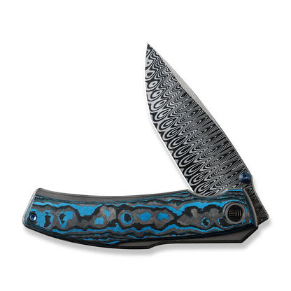 WE Knife Co., Ltd™ Swordfin Liner Lock WE23067-DS1 Artic Storm Fat Carbon and Black Titanium Damasteel Pocket Knife