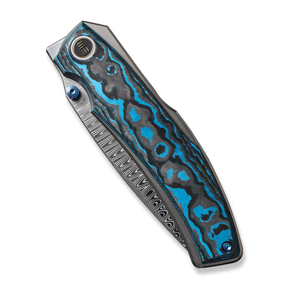 WE Knife Co., Ltd™ Swordfin Liner Lock WE23067-DS1 Artic Storm Fat Carbon and Black Titanium Damasteel Pocket Knife