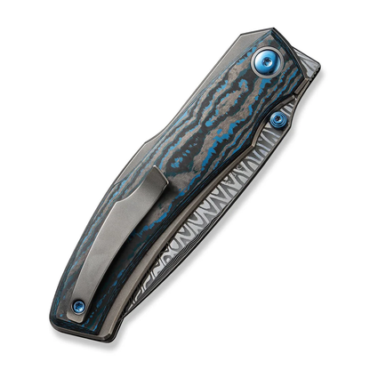 WE Knife Co., Ltd™ Swordfin Liner Lock WE23067-DS1 Artic Storm Fat Carbon and Black Titanium Damasteel Pocket Knife