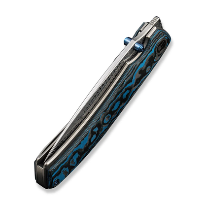 WE Knife Co., Ltd™ Swordfin Liner Lock WE23067-DS1 Artic Storm Fat Carbon and Black Titanium Damasteel Pocket Knife